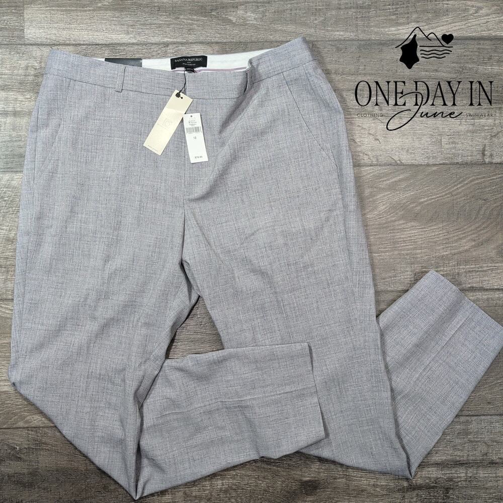 Banana Republic Ryan Curvy Fit Pants Gray Mid Rise Trouser NWT Size 12